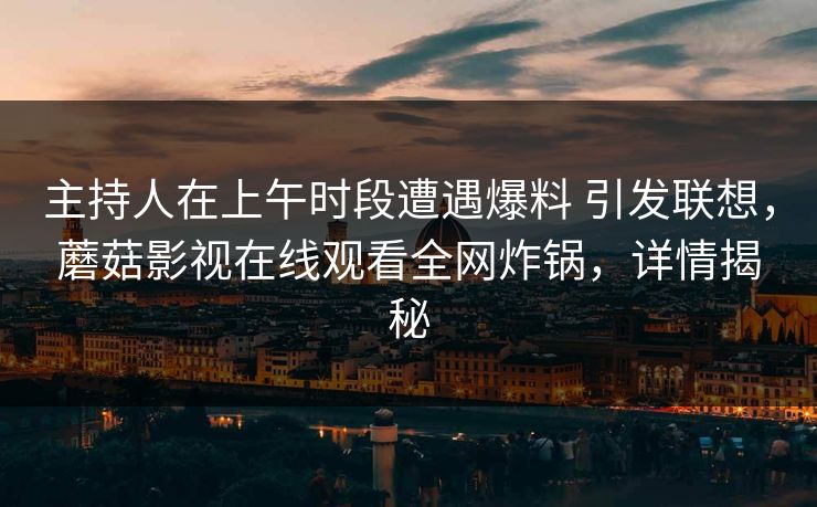 主持人在上午时段遭遇爆料 引发联想，蘑菇影视在线观看全网炸锅，详情揭秘