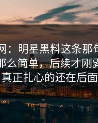 51爆料网：明星黑料这条那句回应不止表面那么简单，后续才刚露头，但真正扎心的还在后面